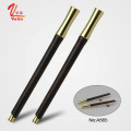 Luxury slim wooden roller pen with golden trims logo engrave for gift